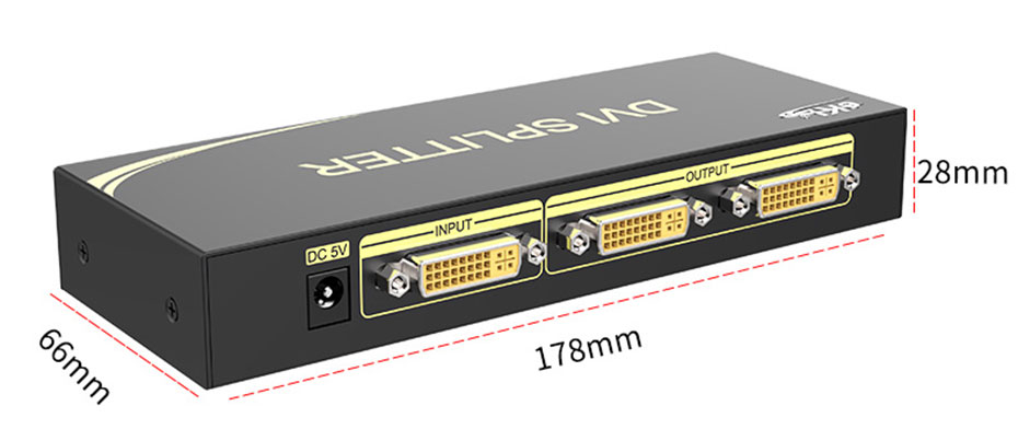 cq9电子平台网站DVI分配器一进二出102D尺寸图