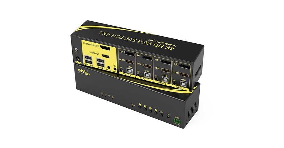 DP HDMI KVM双屏切换器4进1出41DH连接使用教程