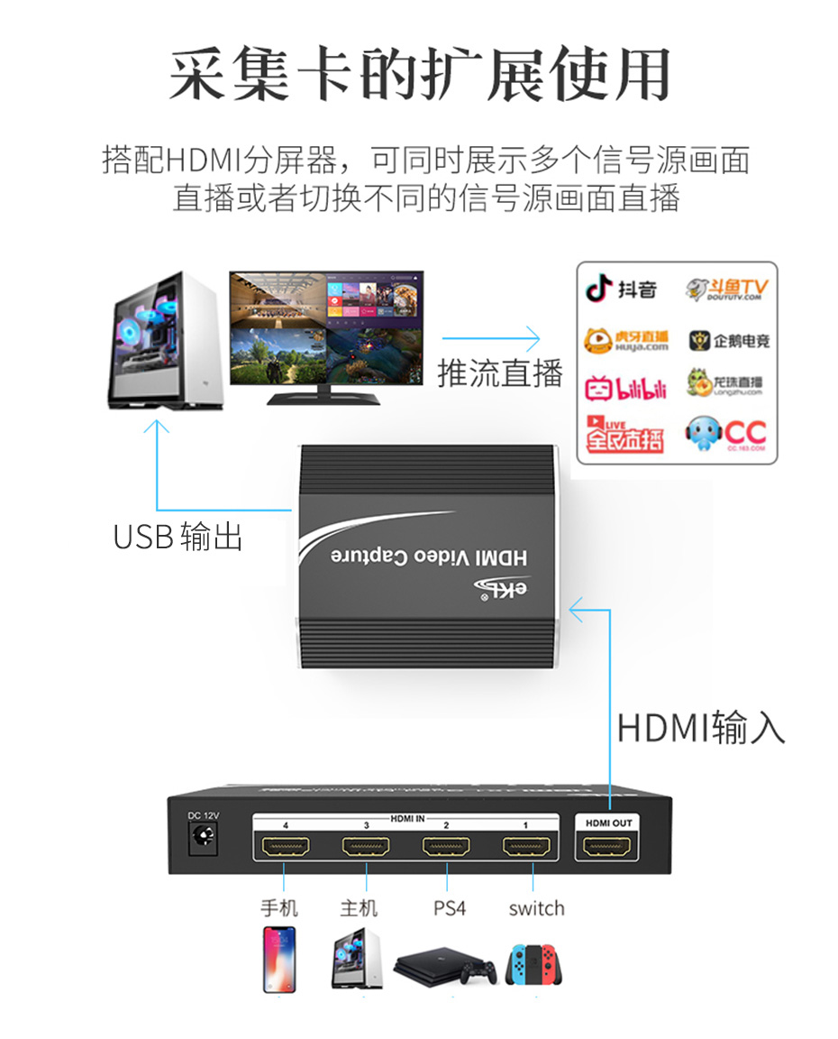HDMI视频直播采集卡1805拓展使用