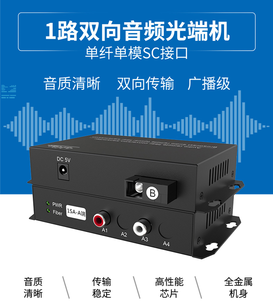 20千米一路双向音频光端机1SA