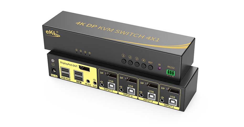 DP KVM切换器4进1出41DP连接使用教程
