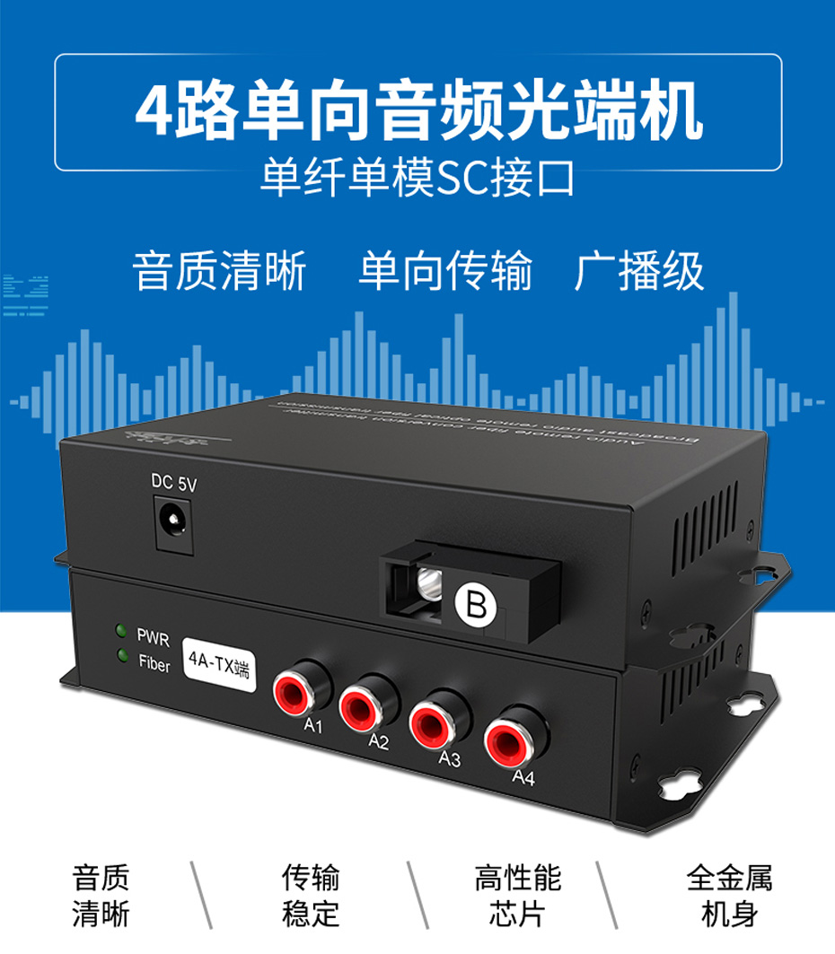 20千米4路单向音频光端机4ZA