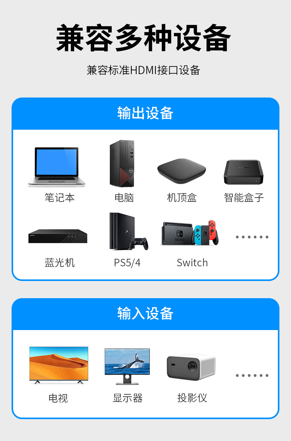cq9电子平台网站HDMI线8K兼容多种HDMI输出接口设备（笔记本电脑、台式电脑、电视机、机顶盒子等）