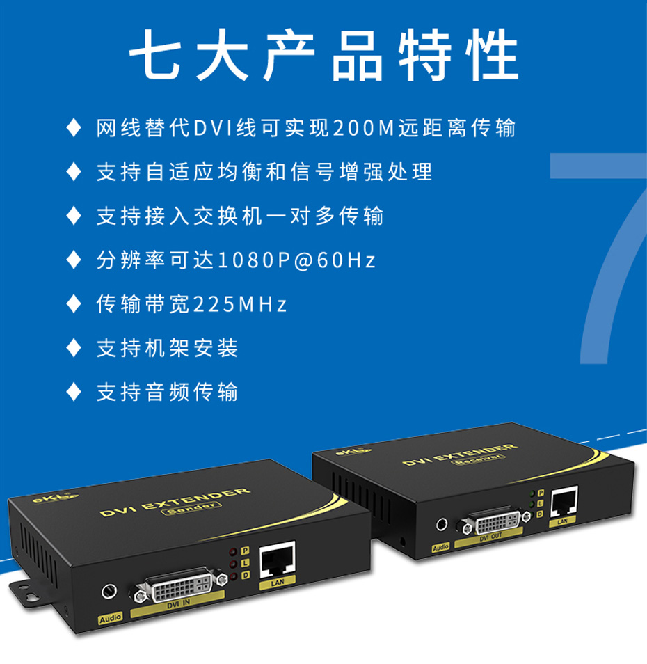 机架式DVI单网线延长器DE200