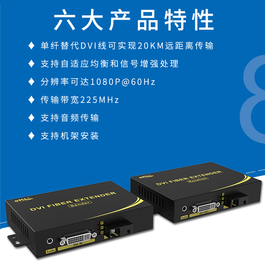 20千米DVI光纤延长器DF200特性