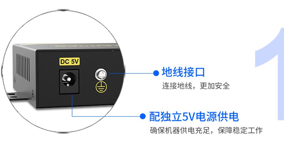 视频光端机DF200采用独立地线+独立电源供电设计
