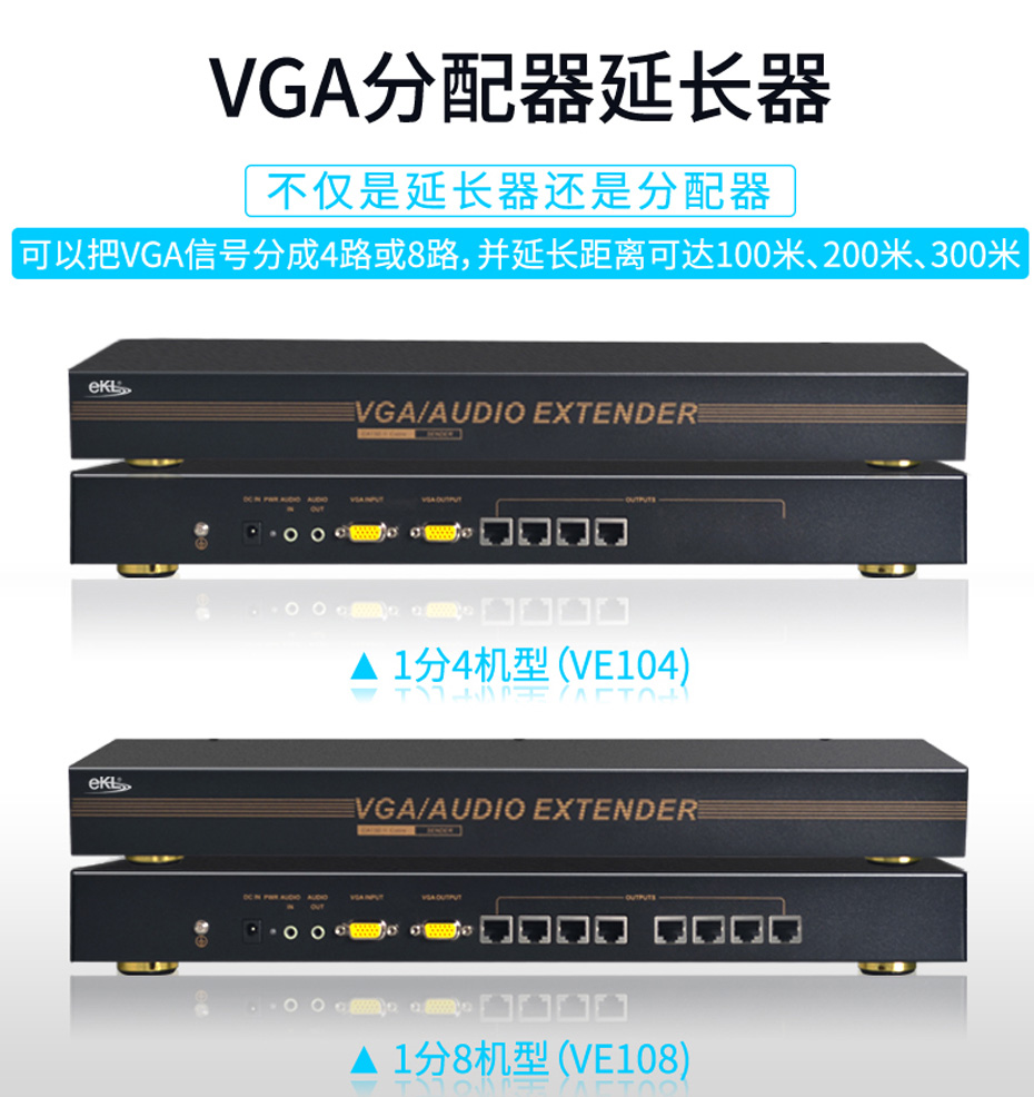 VGA四路延长器VE104 VGA四路延长器VE104