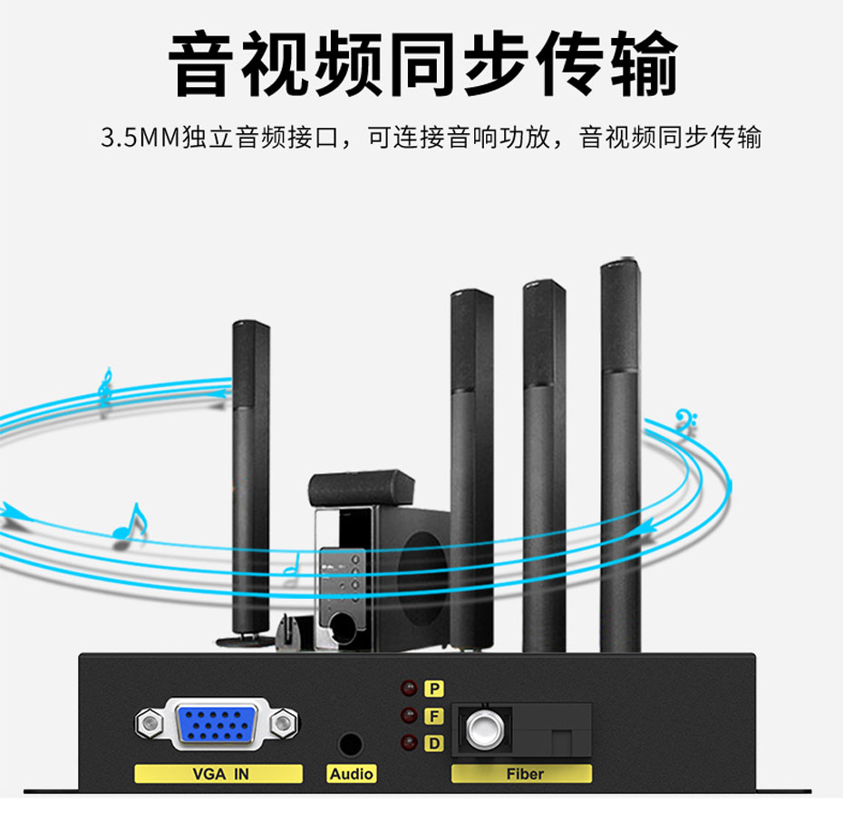 20千米VGA光端机VF200支持音视频同步传输