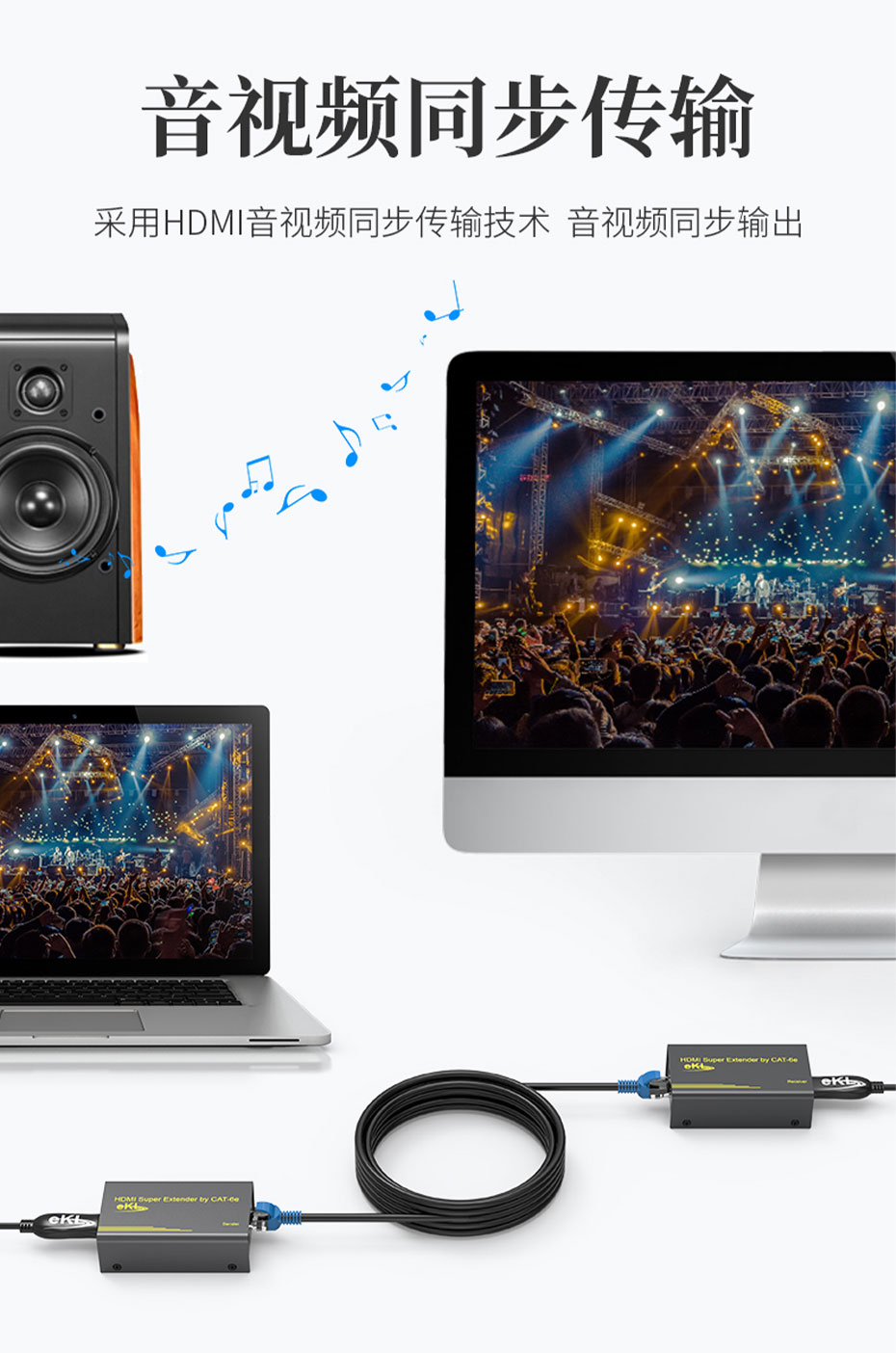 60米HDMI网线延长器HE60支持饮食哦同步传输