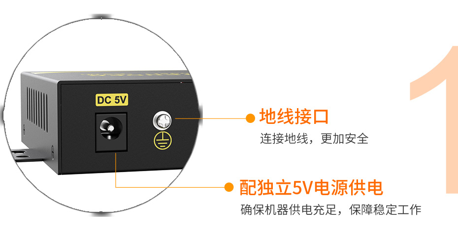 20千米单模单纤HDMI光纤延长器HF200使用地线接口以及独立电源设计
