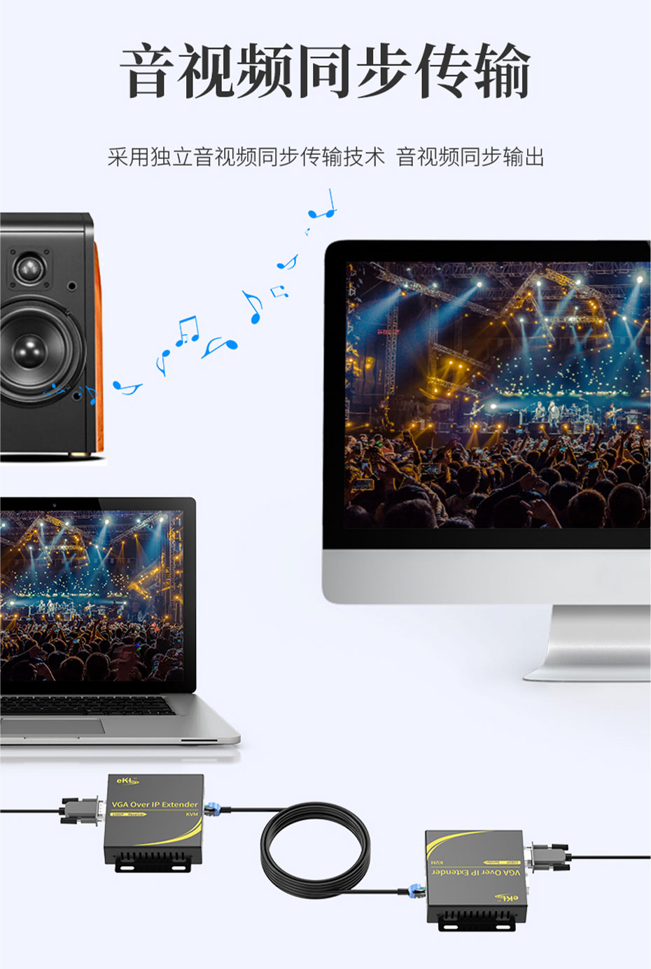 cq9电子平台网站 300米VGA KVM网线延长器KU300支持音频和视频同步传输