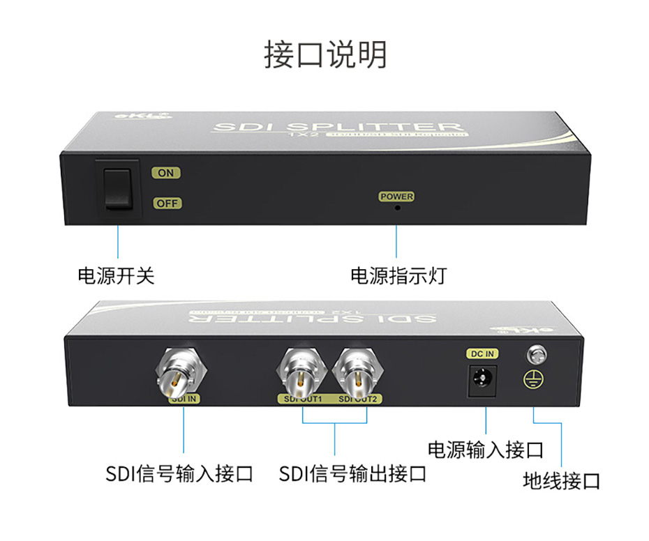 cq9电子平台网站SDI分配器一进二出SD102接口说明