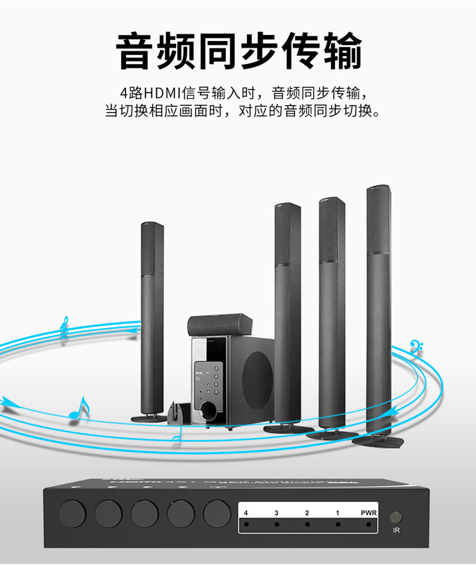 HDMI四画面分割器VS04支持音视频同步