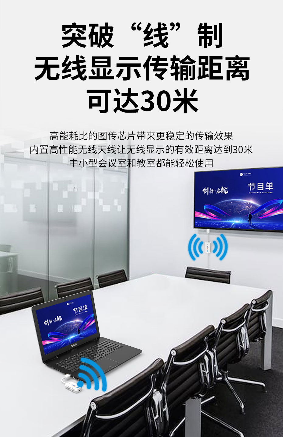 HDMI无线延长器WE30在空旷场景下最远可以传输30米